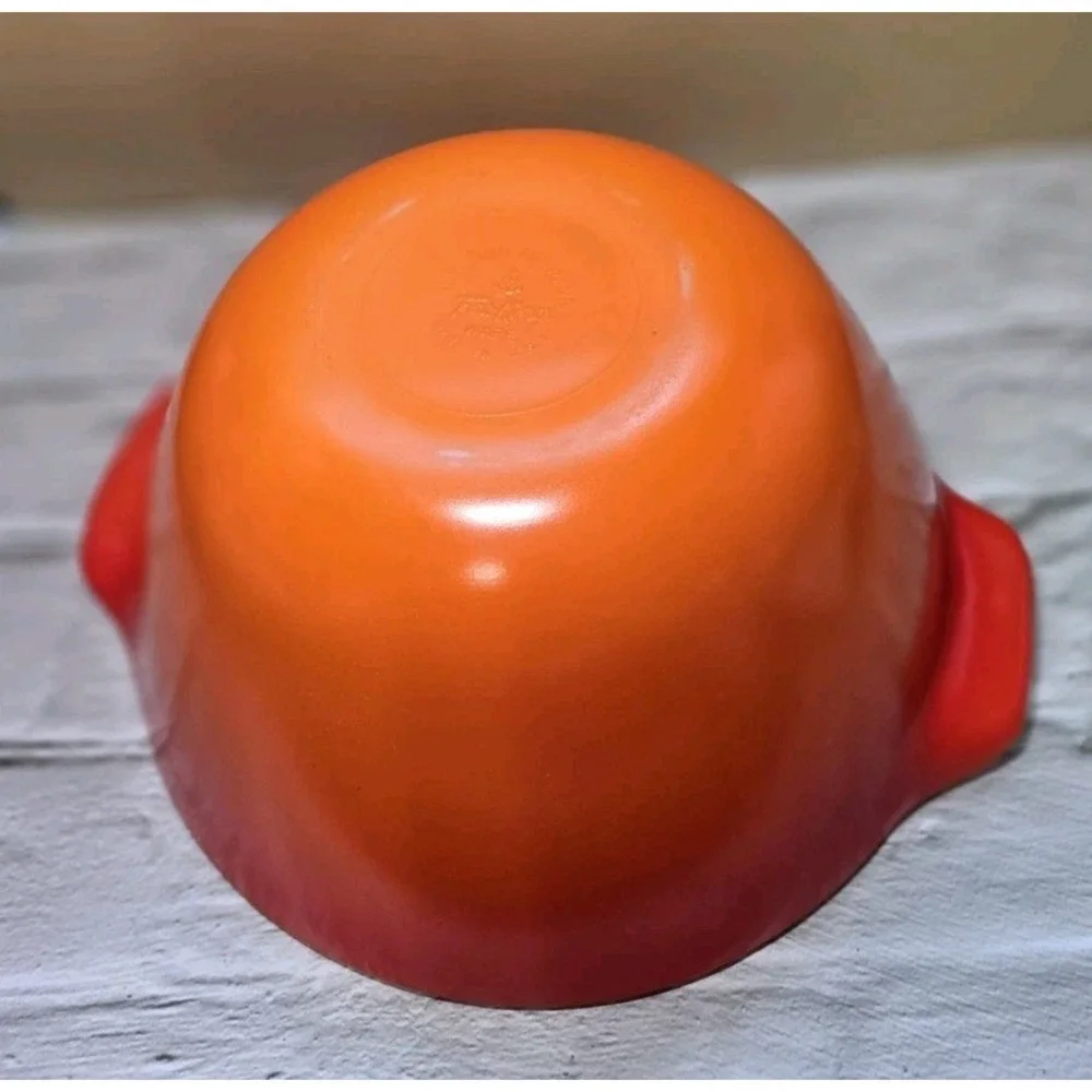 Anchor Hocking Fire King Ware Cinderella Orange Ombre Bowl With Handles 1.5...